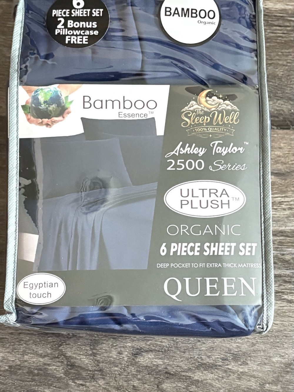 Ashley Taylor Ultra Plush Organic Bamboo 6-Piece Sheet Set - Navy